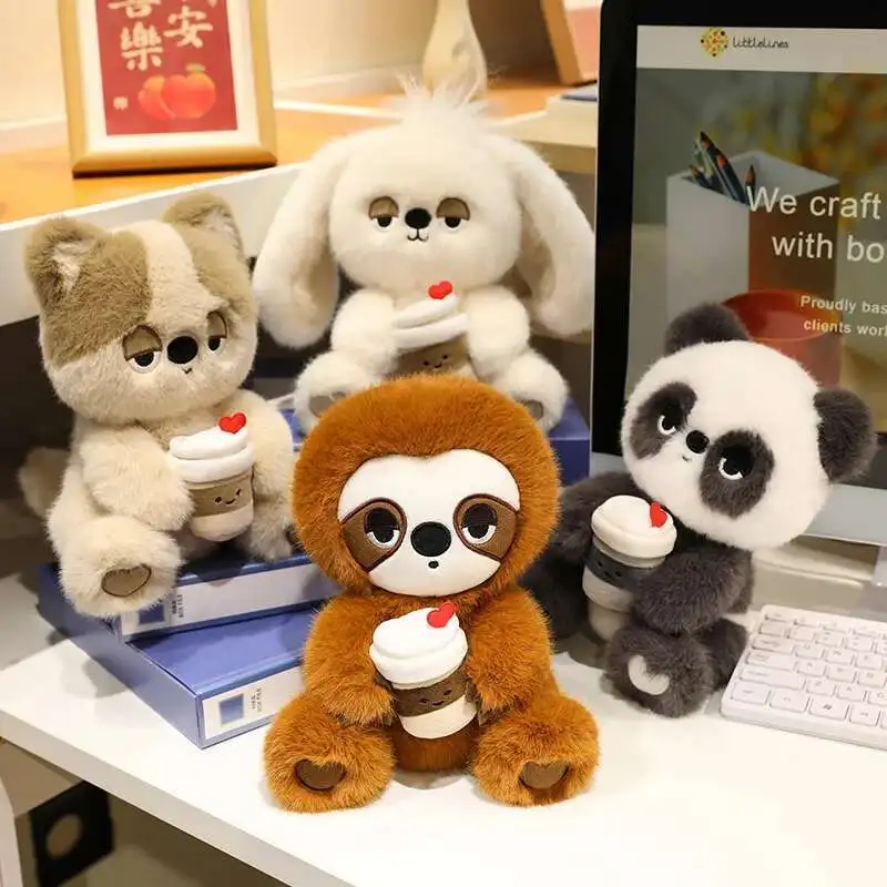 

Cute Sleepy Animal Series Plush Toy 11cm Panda, Rabbit,Sloth,Cat Plush Pendant Keychain 22cm Soft Stuffed Animal Doll Kid Gift