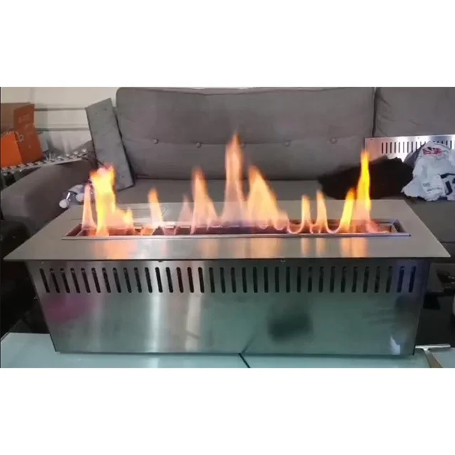Automatic Ethanol Fireplace, 70cm Stainless Steel Indoor Fireplace Insert, Smart Remote Control, Tuya App, Modern Villa Heater view 4
