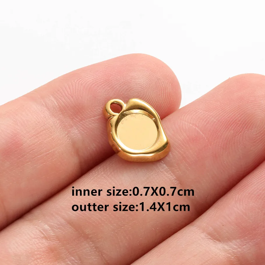 6 Stück Blanko-Cabochon-Anhänger, rund, rechteckig, quadratisch, Edelstahl-Charms für die Schmuckherstellung, handgefertigte Halsketten in großen Mengen – Detail 5