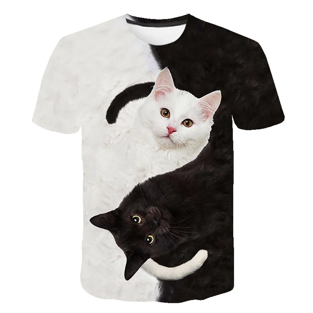 Summer Women\'s/men\'s Animal T-shirts 3D Printing Two Cats Short-sleeved T-shirts Cute Shirts Funny Breathable Plus Size T-shirts