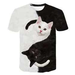 Summer Women's/men's Animal T-shirts 3D Printing Two Cats Short-sleeved T-shirts Cute Shirts Funny Breathable Plus Size T-shirts