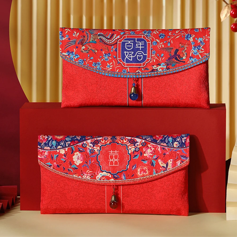 

1pc Red Envelope For Cash Wedding Money Holder Chinese Style Fabric Retro Bridal Shower Gift Envelopes Printing Supplies