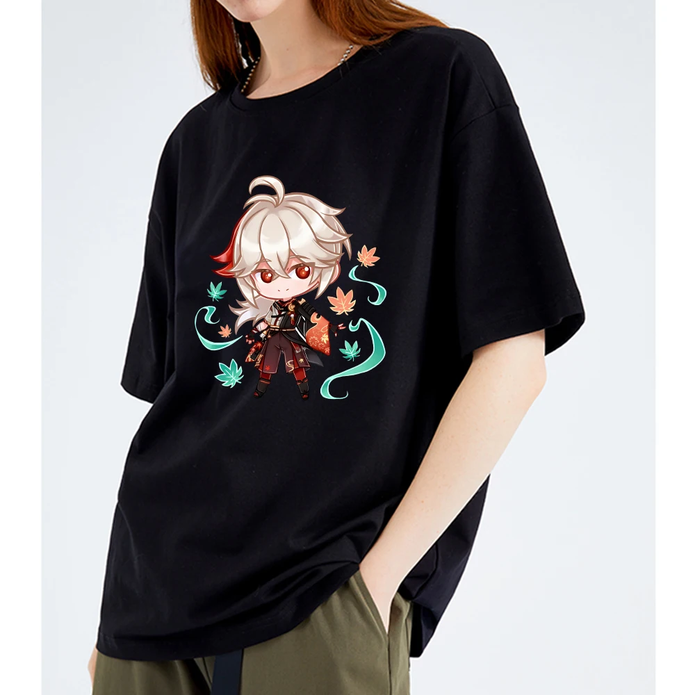 Genshin Impact Tshirt Kaedehara Kazuha T-shirt Kawaii Clothes Graphic Tees Korean Fashion Tops 100% Cotton t shirt Girls shirts