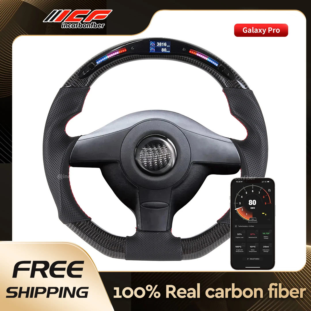 ICF Real Carbon Fiber Smart LED Steering Wheel without Airbag for SEAT Cupra