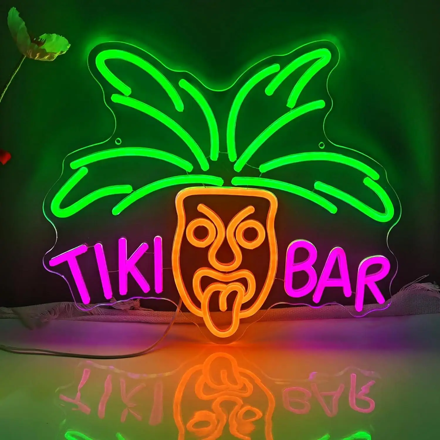 

Неоновая вывеска TIKI Bar LED для баров у бассейна, с регулируемой яркостью, в виде маски Тики, для пивных баров, пабов, клубов, магазинов, торговых точек, декораций для окон и зон отдыха