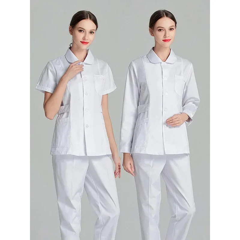 Uniformes cortos rosas para enfermera, bata de laboratorio, uniforme de médico para mujer, prendas de vestir, ropa médica, salón de belleza, ropa de manga larga