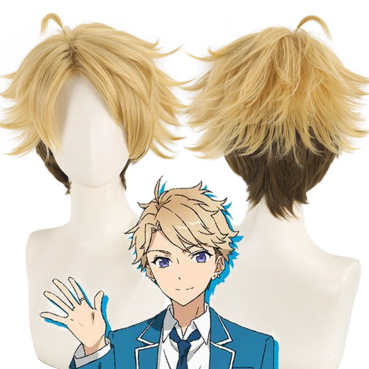 

Synthetic Wig Medium Length Natural Wave Fluffy Volume Heat Resistant Cosplay Party Costume Daily Wear