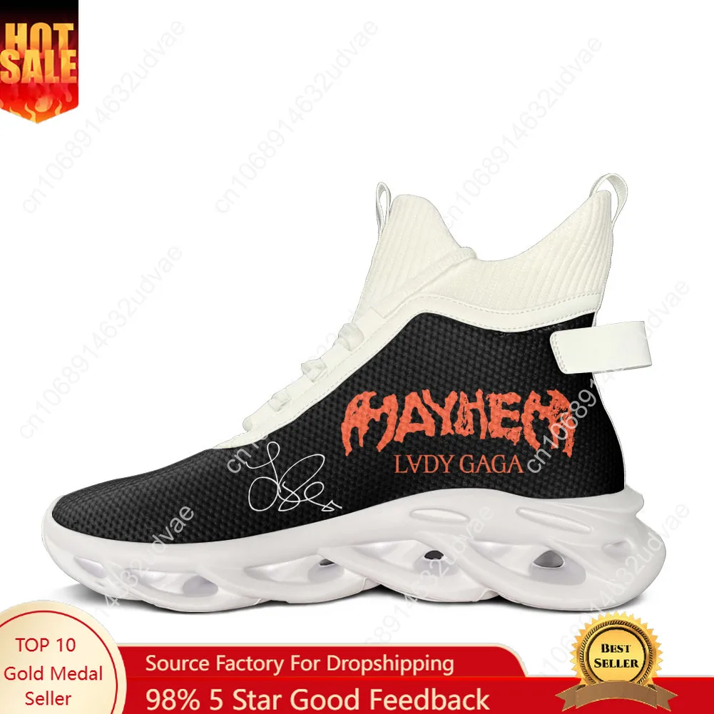 

Lady Gaga High Top Flats Sneakers Mens Womens Sports Running Shoes High Quality Sneaker Lace Up Mesh Footwear Custom Made Shoe