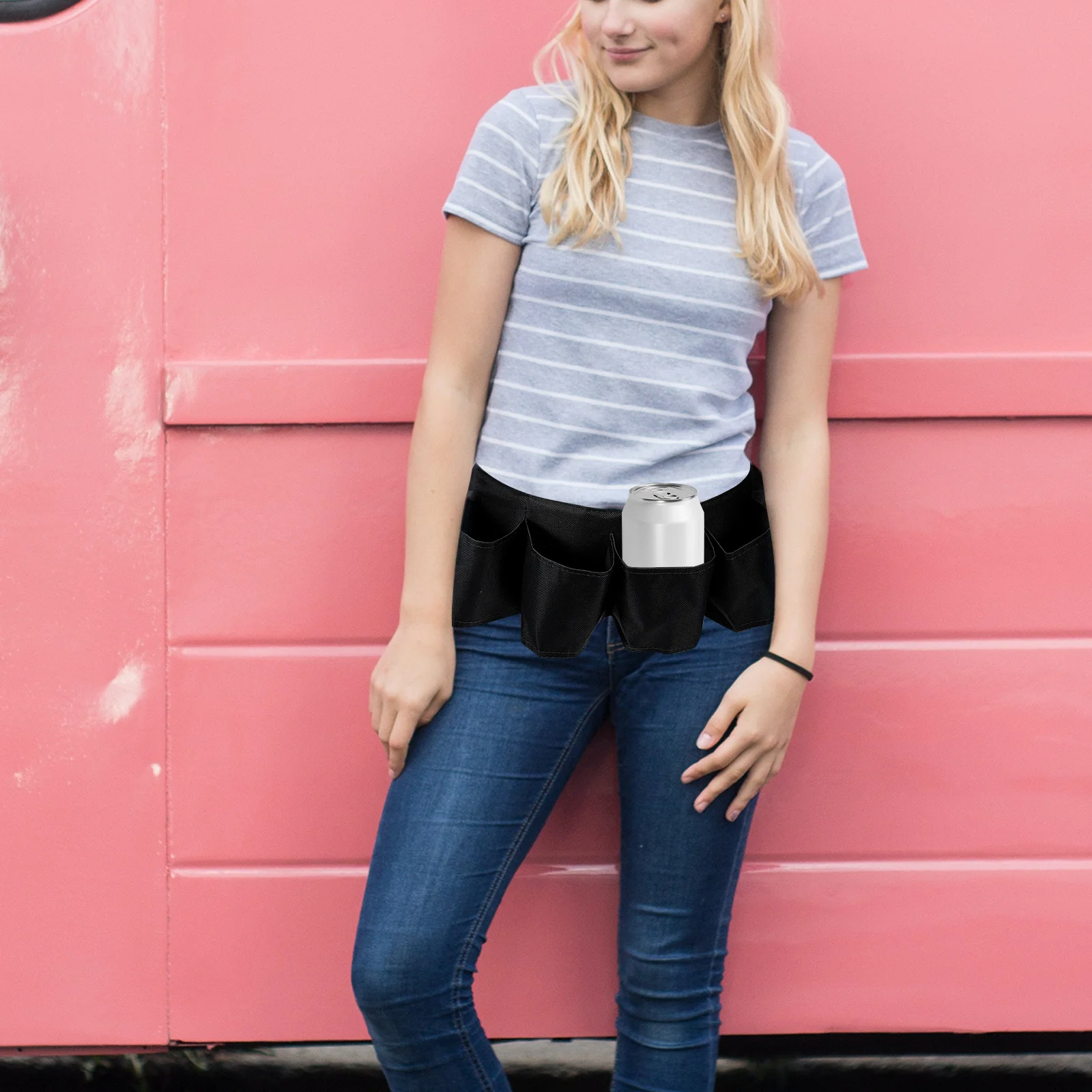 

Beer Belt Holder Adjustable Drink Pouch For Camping Hiking Outdoor Water Bottle Carrier Bag Soda Can Waist Pack Men’S