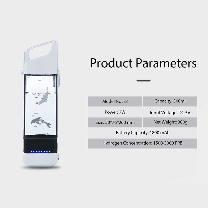 Botella de agua I8 2 en 1 rica en hidrógeno, ionizador de hidrógeno SPE & PEM, generador de agua portátil, purificador de agua de inhalación hΩ de moda