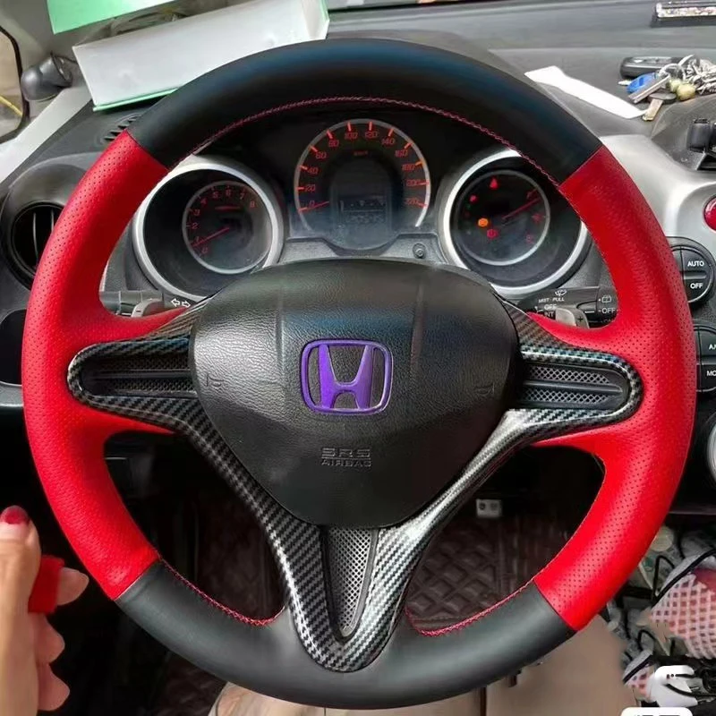 

Artificial Leather for Honda Civic 8 2005-2011 Old Civic Type R 2004-2011 (3-Spoke) Hand Stitched Braid Car Steering Wheel Cover