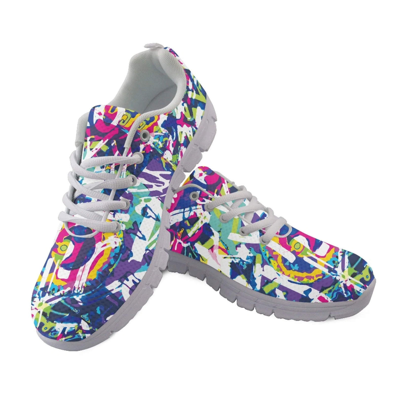 Coloranimal Vibrant Graffiti Running Sneakers Mesh & EVA Sole Athletic Sneaker Lace Up Walking Shoes for Men