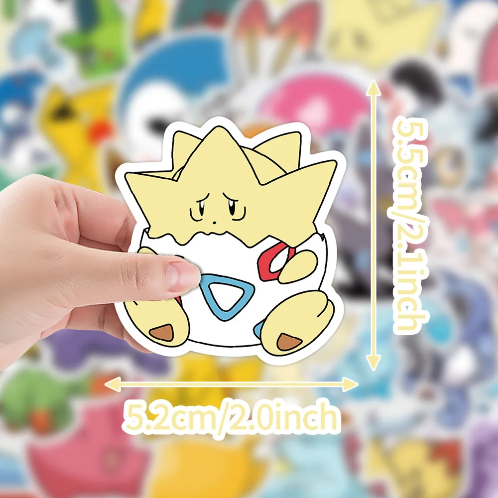 50 pçs kawaii pikachu pokemon adesivos para portátil telefone mala skate guitarra bonito dos desenhos animados adesivos presente do miúdo brinquedos