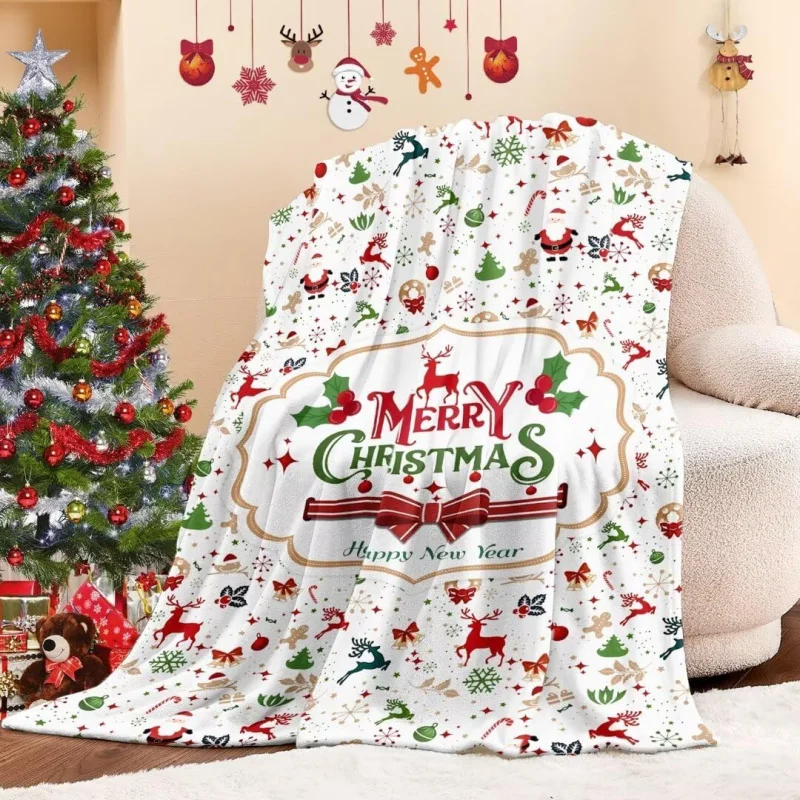 

Christmas blanket reindeer flannel blanket soft snowman sofa home decoration blanket 60x50 inches