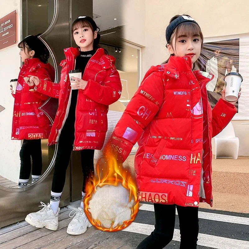 Girls Winter Down Cotton Jacket Children's Fashion 2024 New Thickened Outerwear Winter Clothes for Girl 12 Year Girl Down Jacket