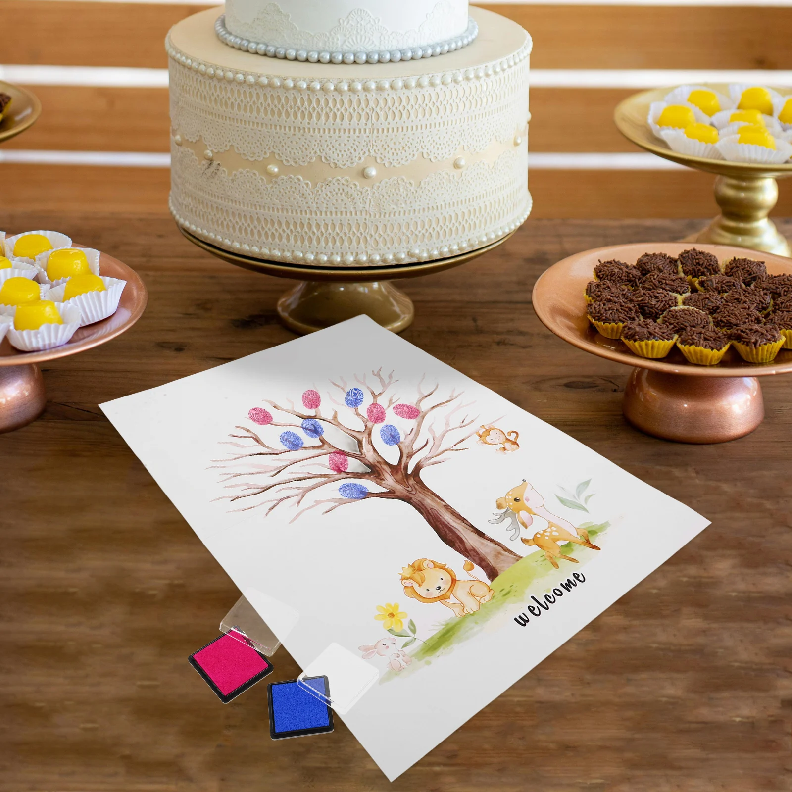

1Set Fingerprint Tree Guest Book Gender Reveal Party Decoration Pack Unique Fun Memories Gender Reveal Fingerprint Tree