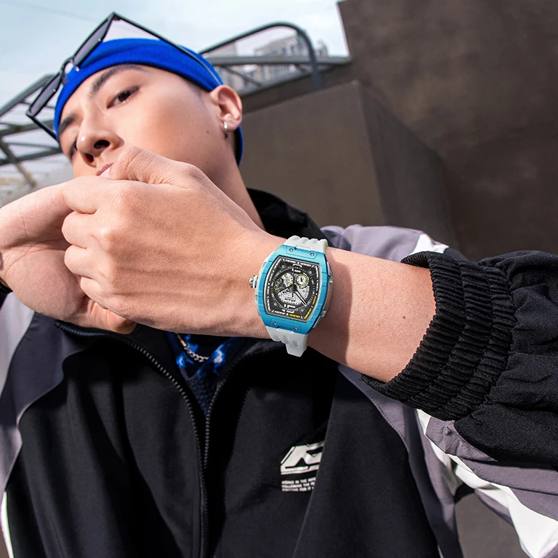 مارك Fairwhale 6002 موضة الرجال ساعة ميكانيكية أوتوماتيكية الهيكل العظمي الهاتفي مضيئة مقاوم للماء الساعات الفاخرة للرجل reloj hombre #4