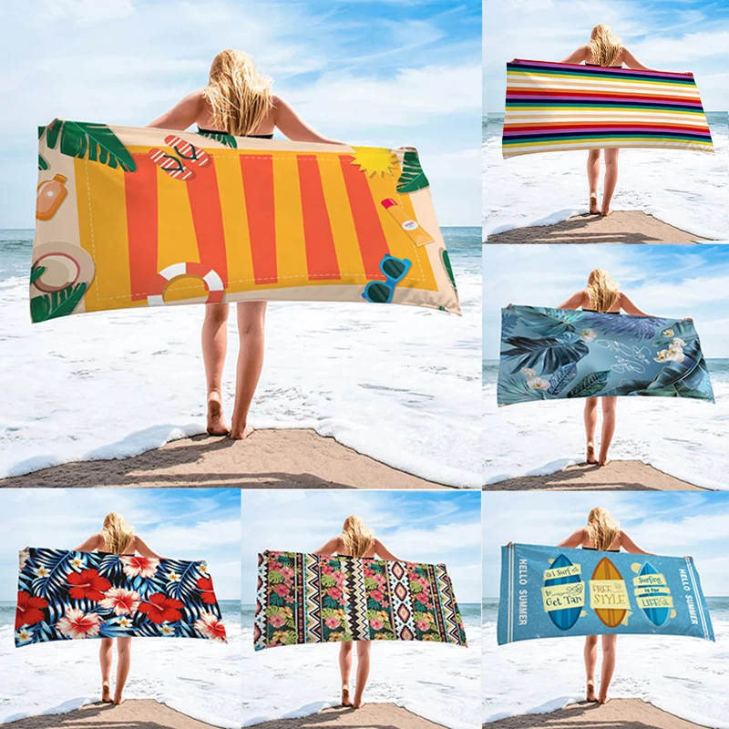 Customizable 3D Print Microfiber Quick Dry Beach Towel Sports Fitness Sweat Towel Outdoor Seaside Swimming Pool Surf Cloak