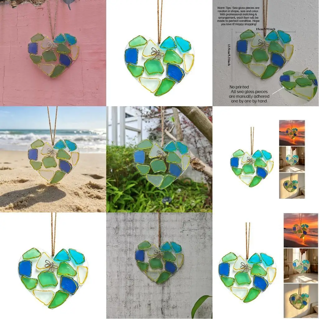 

Heart Shaped Sea Glass Ornament For Festival Home Decoration Vehicle Interiors Y5GB