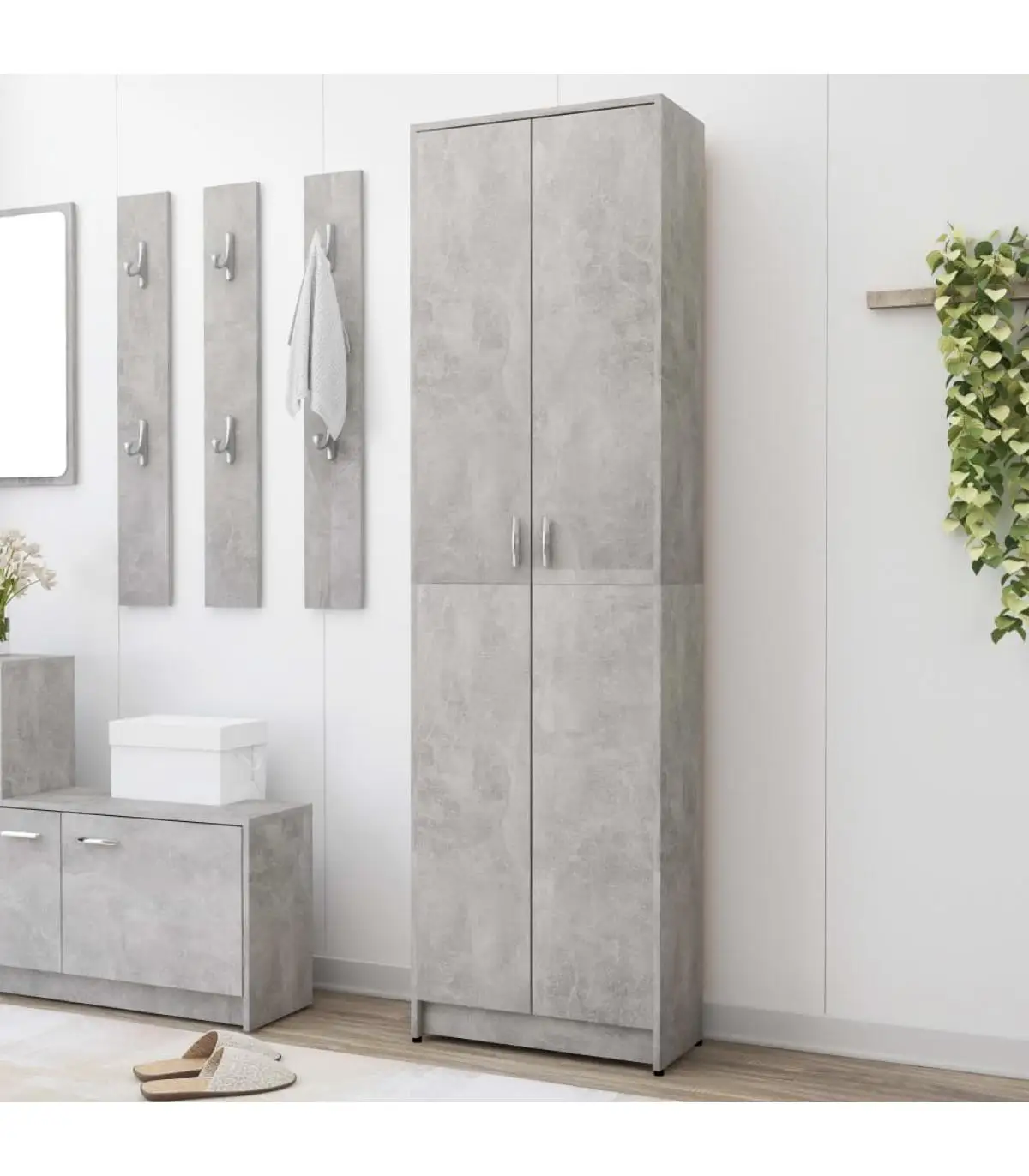 Concrete gray chipboard corridor cabinet wardrobes 55x25x189 cm