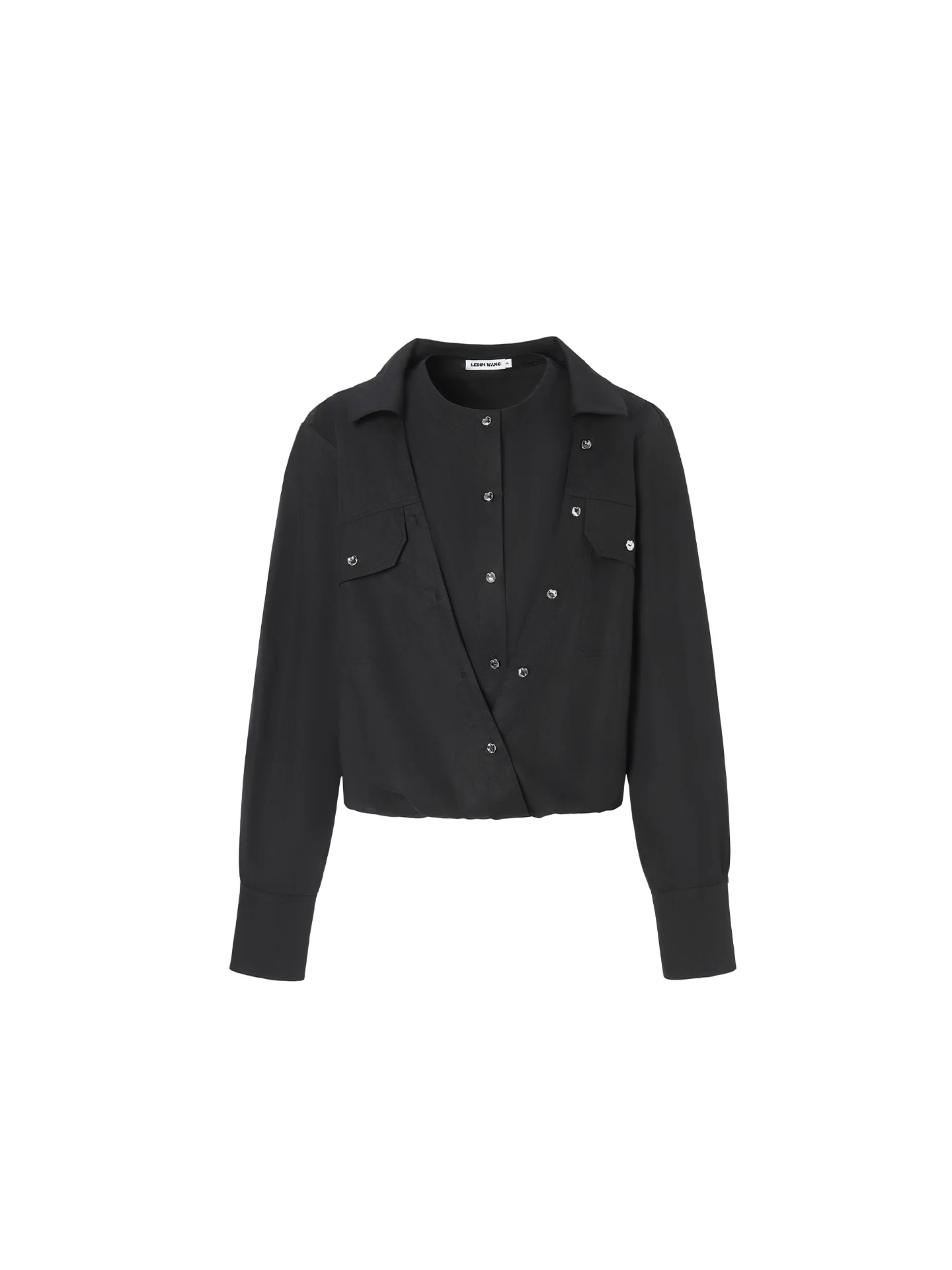 

Женская блузка LEDIM WANG Bla Label с эффектом двухслойности, из смесового хлопка и полиэстера, с коротким рукавом, с цветочным принтом, для офиса