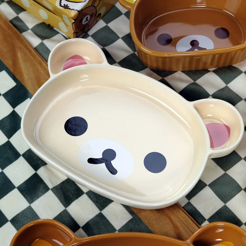Rilakkuma Japanese Cartoon Bear Shaped Ceramic Plate Set Premium Large Serving Dish For Home Breakfast Sauce Daily Dining Use view 4