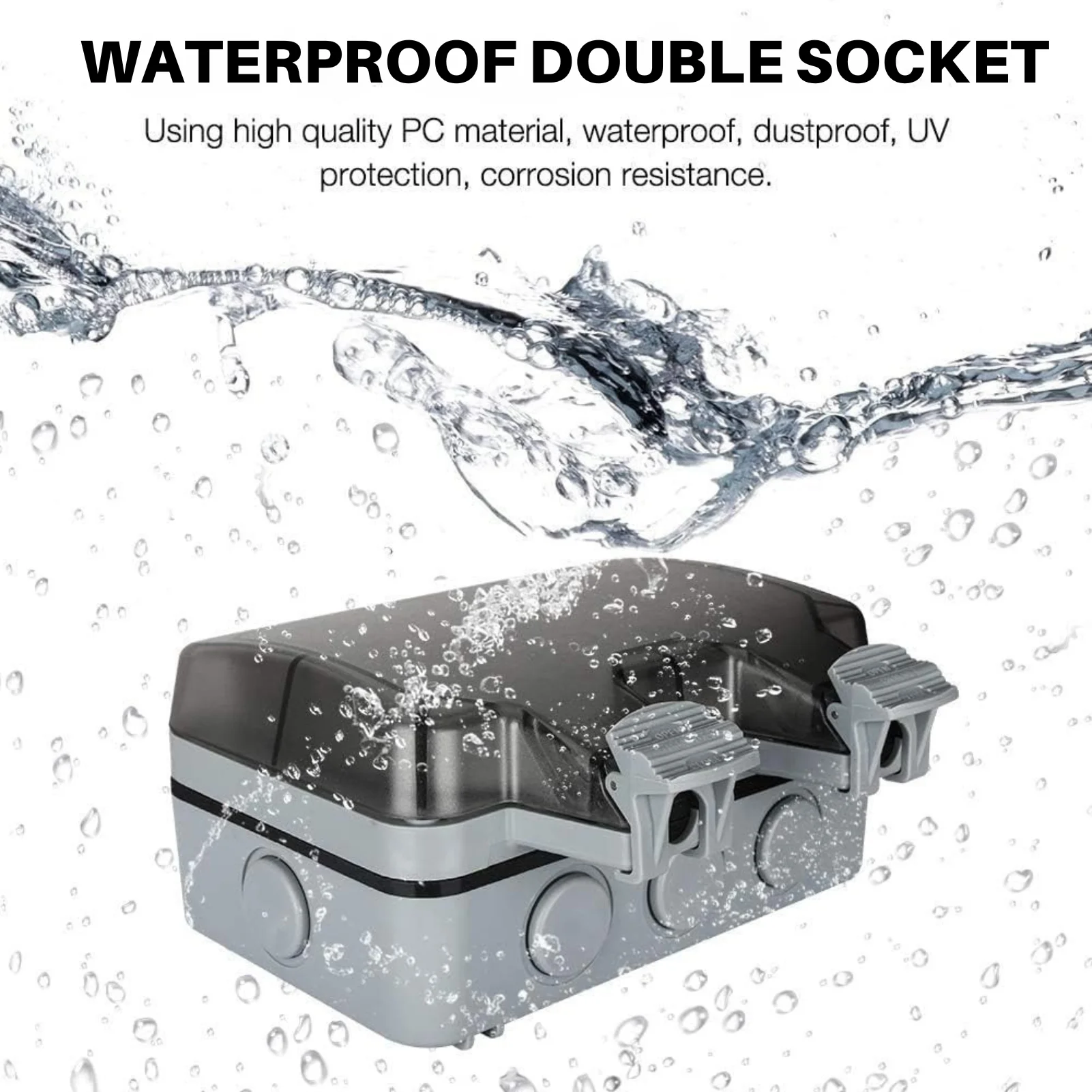 Waterproof Double Socket for Outdoor Use Twin Weatherproof Switched Power Socket Watertight Tight Fit for Christmas Lighting Hot