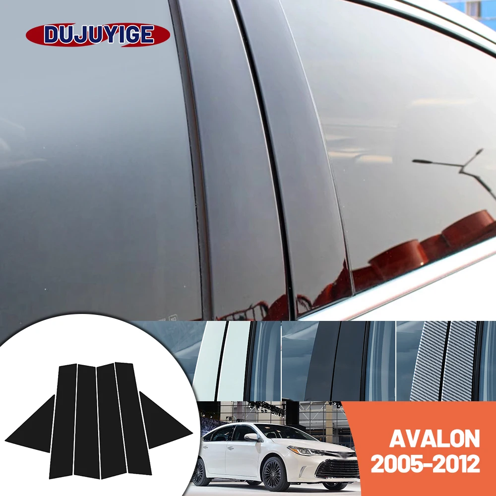 Bright black carbon fiber door and window B C Pillar sticker suitable For Toyota Avalon XX30 2005-2012 2006 2007 2008 2009