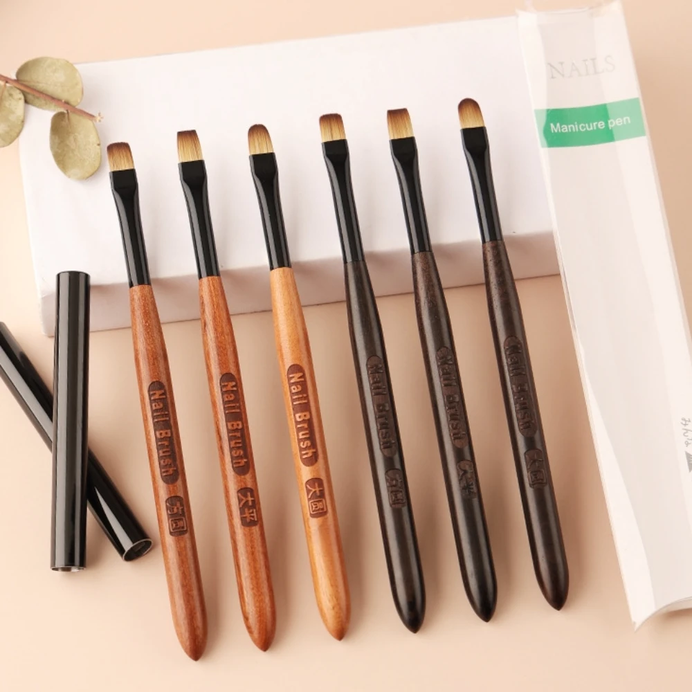 

1Pc Hot Selling Large Nail Art Brushes Round/flat Heads Sandalwood Handle UV Gel Polish Drawing Phototherapy Pen Manicure Tools