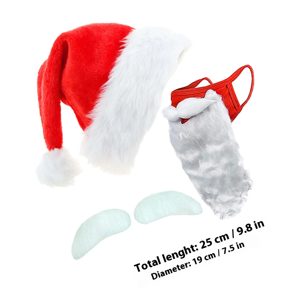 1 Juego de cejas y barba de Papá Noel, sombrero de Navidad, accesorios para disfraz de Papá Noel, accesorios para fotografía de fiesta de Cosplay de Navidad