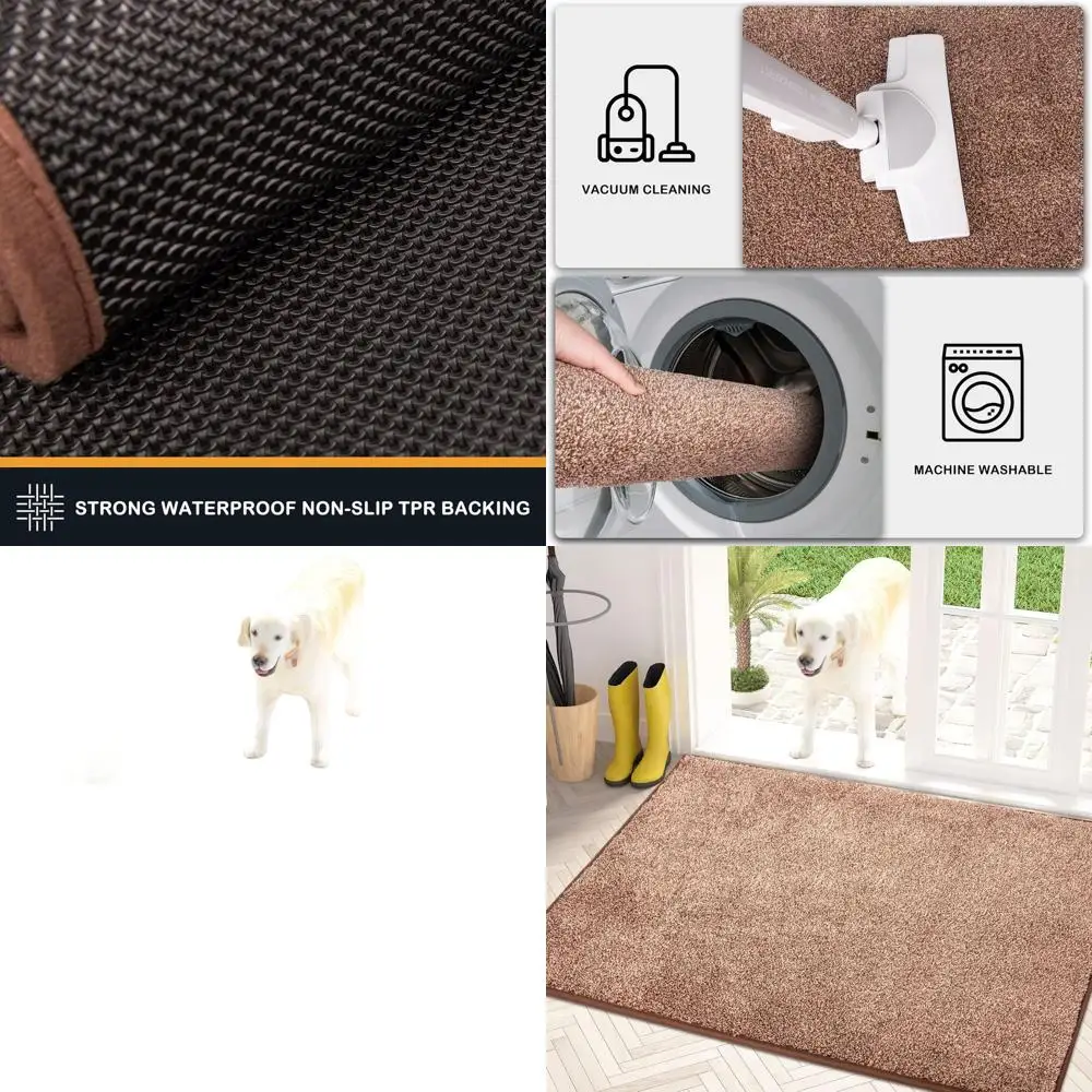 

Очень большой впитывающий коврик для двери, 34x59, нескользящий, моющийся, идеально подходит для собак и грязной обуви, коричнево-кремовый