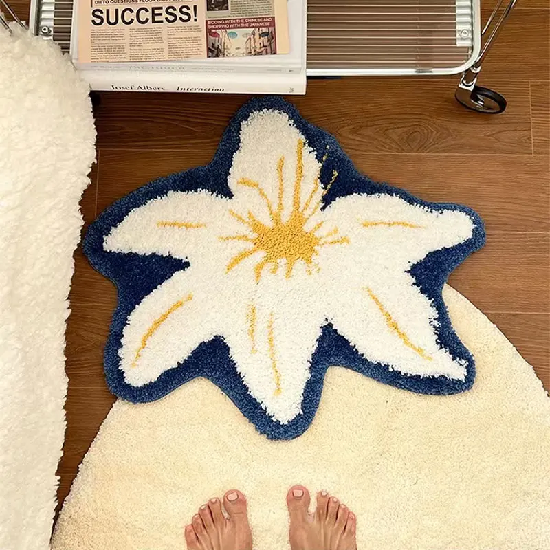 New Petal Flower Art Rugs Living Room Decoration Home Area Fluffy Carpet Bedroom Bedside Computer Chair Rug Anti-Skid Floor Mat