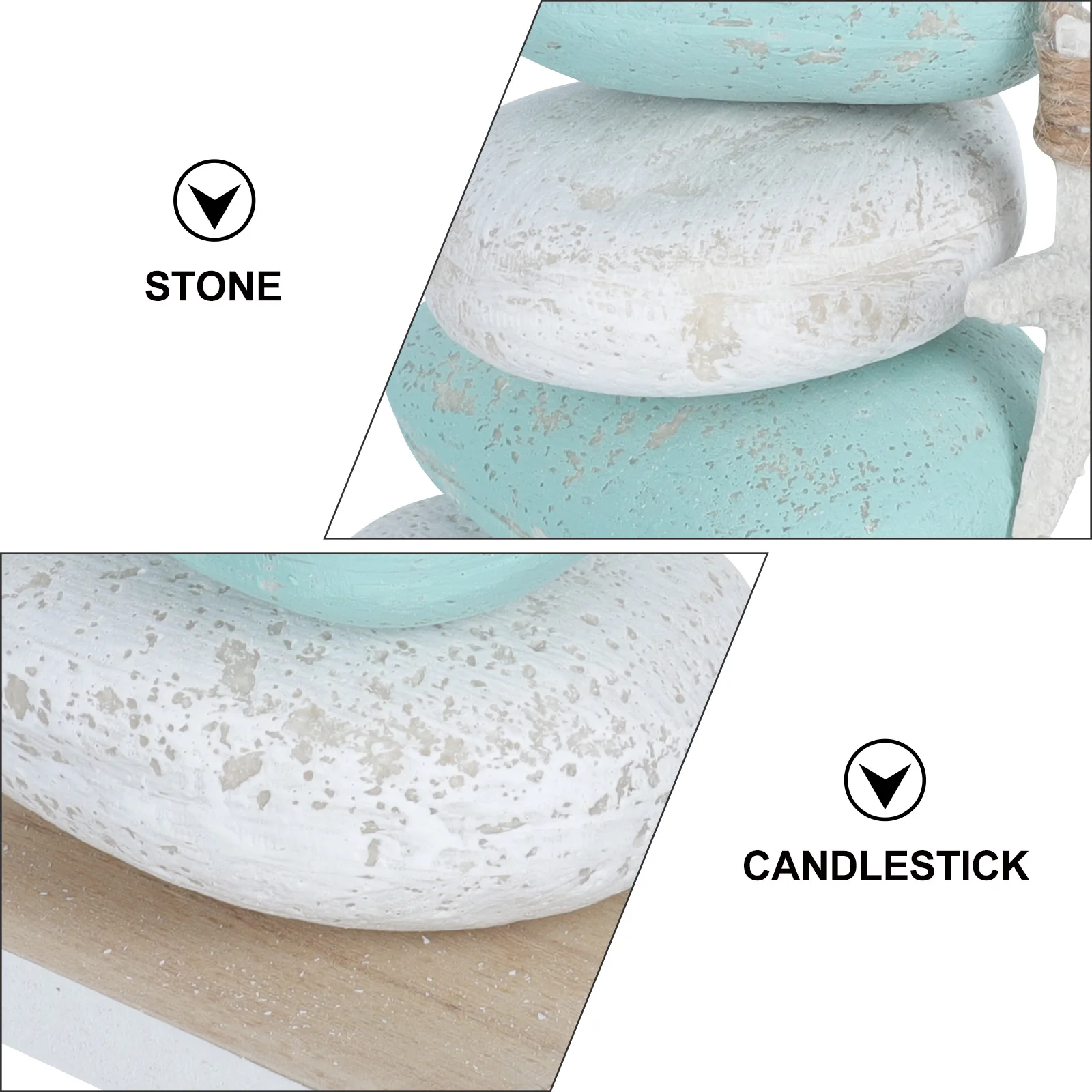 

1pc Mediterranean-Style Stone Candlestick Decorative Craft Tabletop Decoration Blue White Household Holder