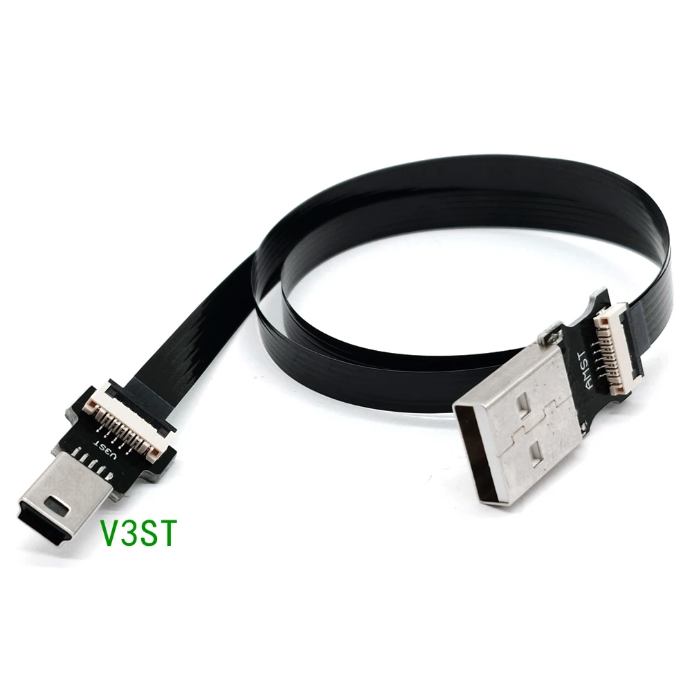 USB 2.0 수 데이터 케이블, FPC 5cm-100cm 미니 USB B 타입 5 핀 수, 왼쪽 오른쪽 각도 90 도, 0.25m, 0.5m, 0.4m, 0.3m, 0.2m