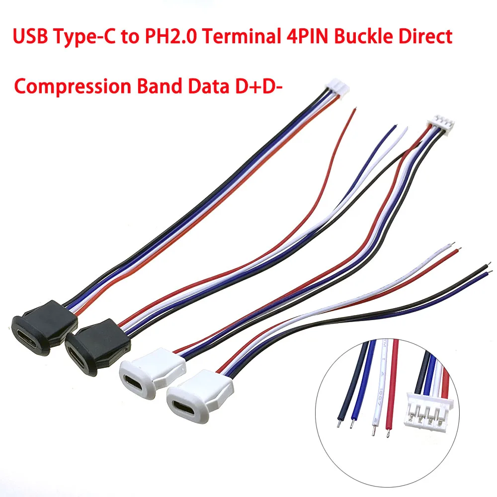 Conector tipo C tipo C con hebilla de tarjeta hembra 5A puerto de carga rápida de alta corriente USB-C enchufe de cargador 2 4 6 pines USB