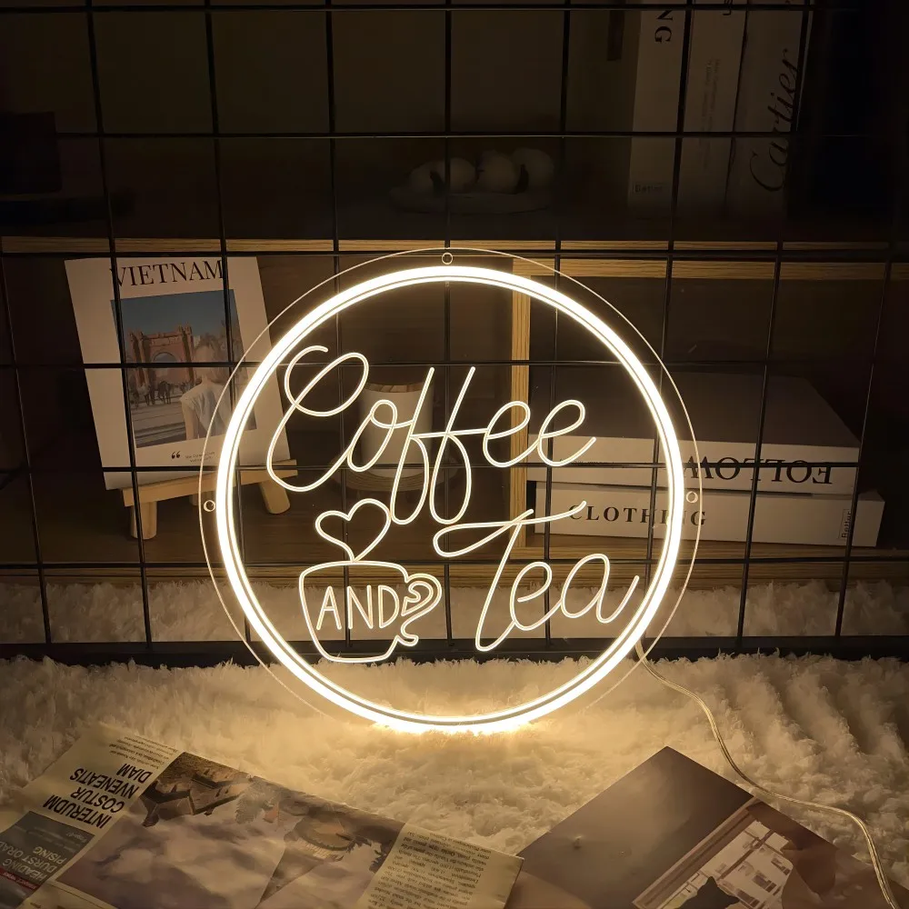 12 Colors Coffee and Tea Neon Sign Grave Custom Personal LED Light For Coffee Bar Teahouse Decoration Neon Sign To Room Wall