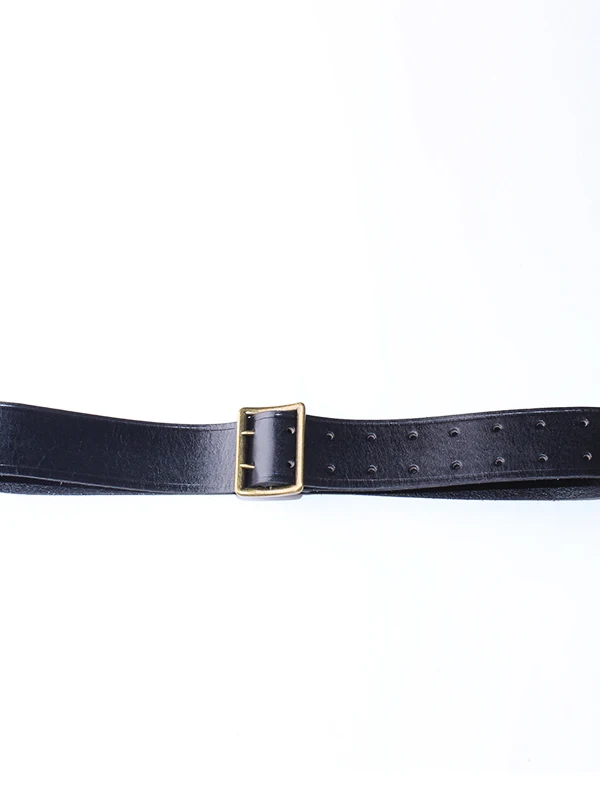 Black Double Needle Buckle Officer Leather Belt Crossed Shoulder Diagonal Shoulder Strap Performance Props 55 Style Bullhide ...