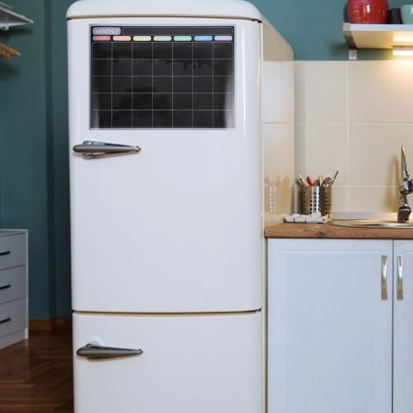 

Magnetic Dry Erase Board Fridge Calendar Monthly Planner Smooth Writing Reusable Home Organizer Dry Erase Board