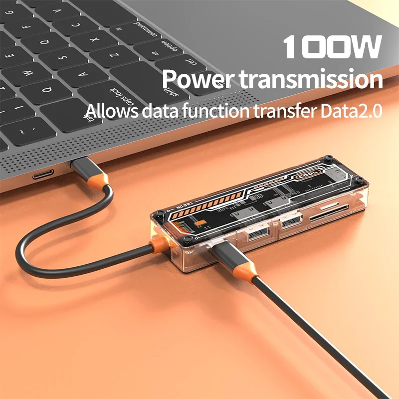 Basix usb c hub 6 en 1 tipo C a USB3.0 HD-MI USB-C PD3.0 datos SD TF hub estación de acoplamiento para macbook air M1 M2 ipadpro usb hub