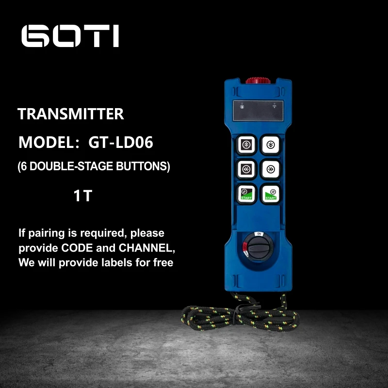 GT-LD06 Transmitter Emitter Controller GOTI Double Speed 6 Channel Buttons Industrial