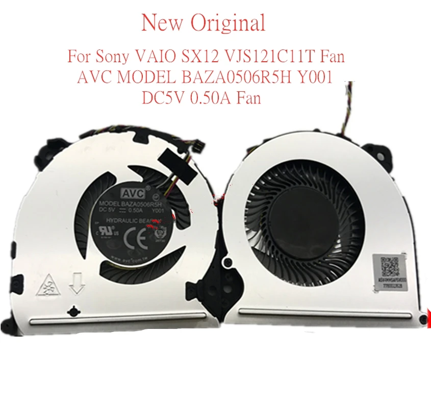 

New Original Laptop CPU Cooling Fan For Sony VAIO SX12 VJS121C11T Fan AVC MODEL BAZA0506R5H Y001 DC5V 0.50A Fan