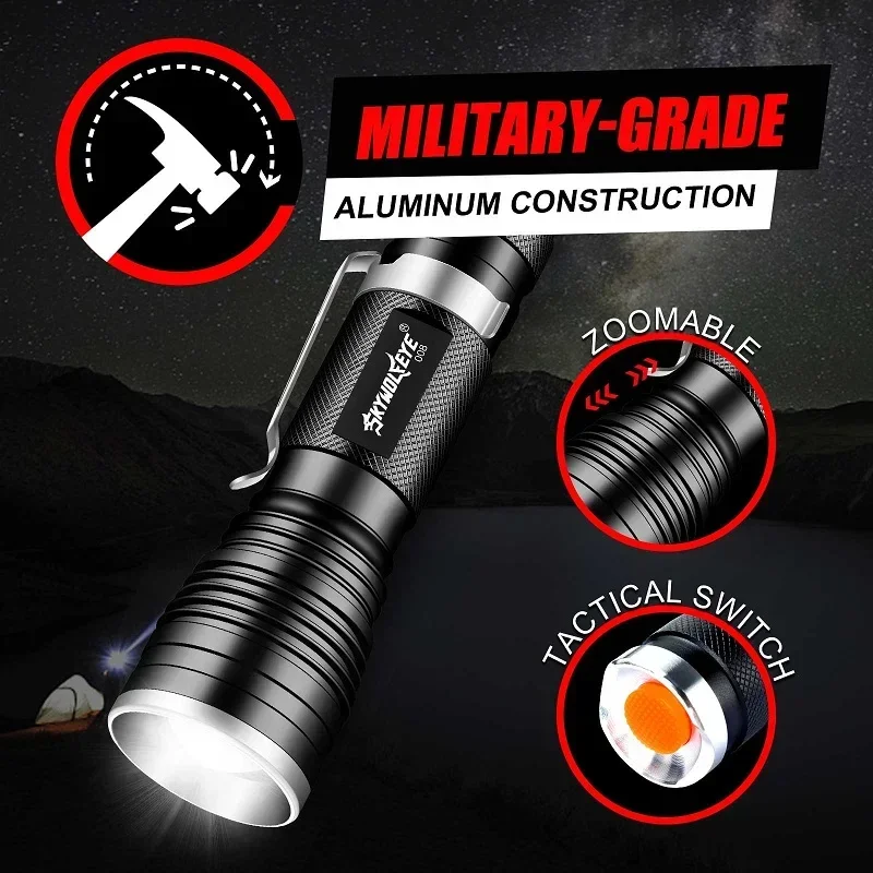 Skywolfeye Flashlight Set Battery Powered High Power Rechargeable Tactical Flashlight  for Camping Emergency