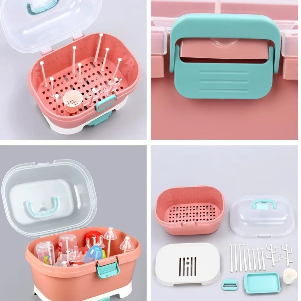 

Plastic Bottle Storage Organizer Large Capacity Space Saving Bottle Rack Dust Proof Multi-Functional Toddler Bottle Drying Rack