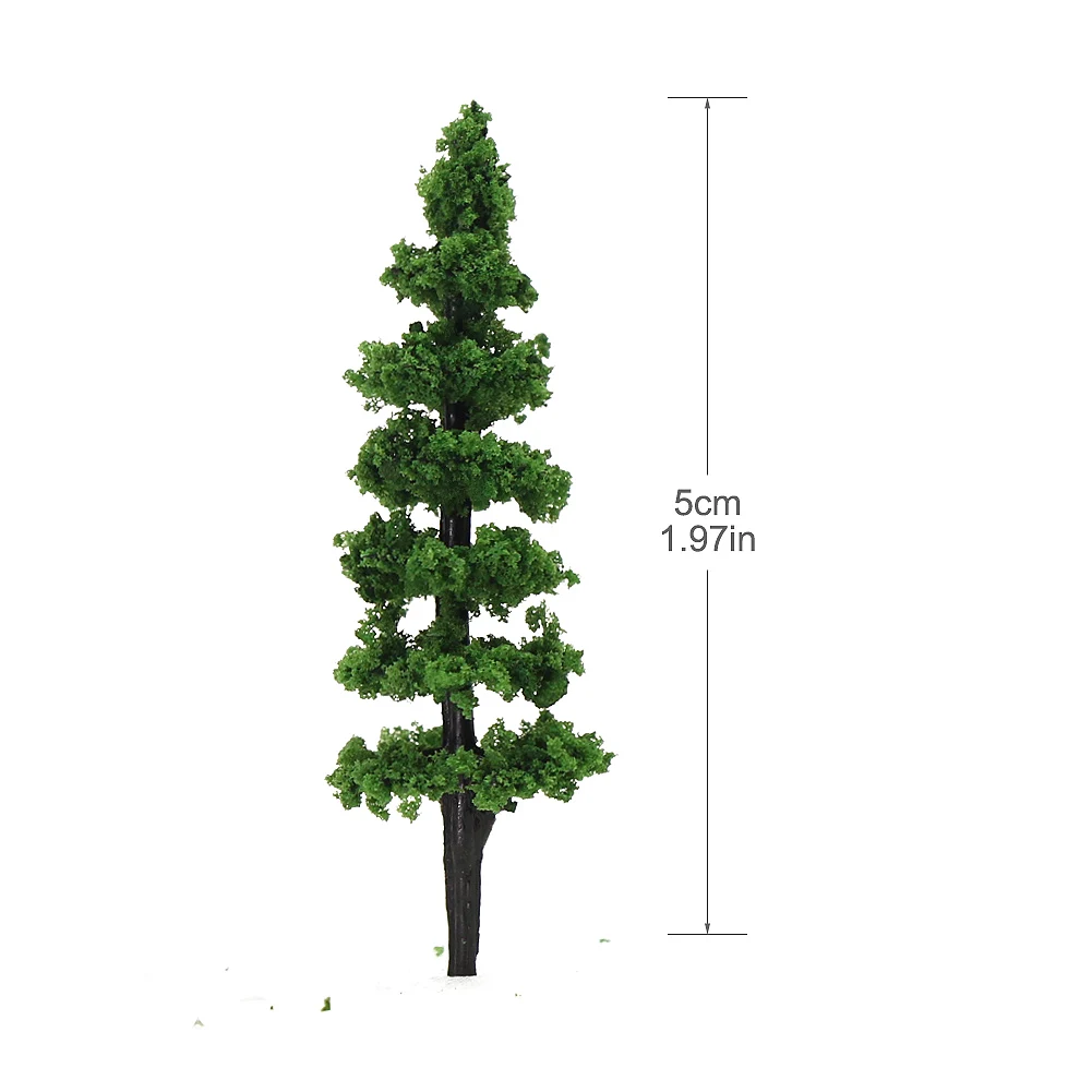 Evemodel 100pcs Model Railway Layout 1:160 Trees N Scale Green Trees 50mm TC50