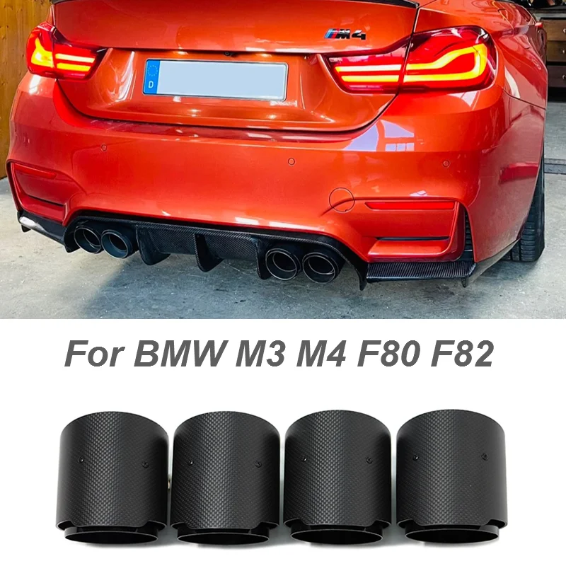 4 шт./лот выхлопной наконечник для BMW M2 M3 M4 F80 F82 F83 F87 с прямым подключением выхлопной трубы из углеродного волокна, глушитель ID70MM из нержавеющей стали