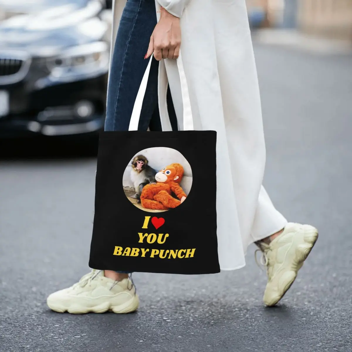 Sad Monkey Punch Shopper Bag Streetwear Handbags Student Designer Shopping Bags Modern Cloth Tote Bag