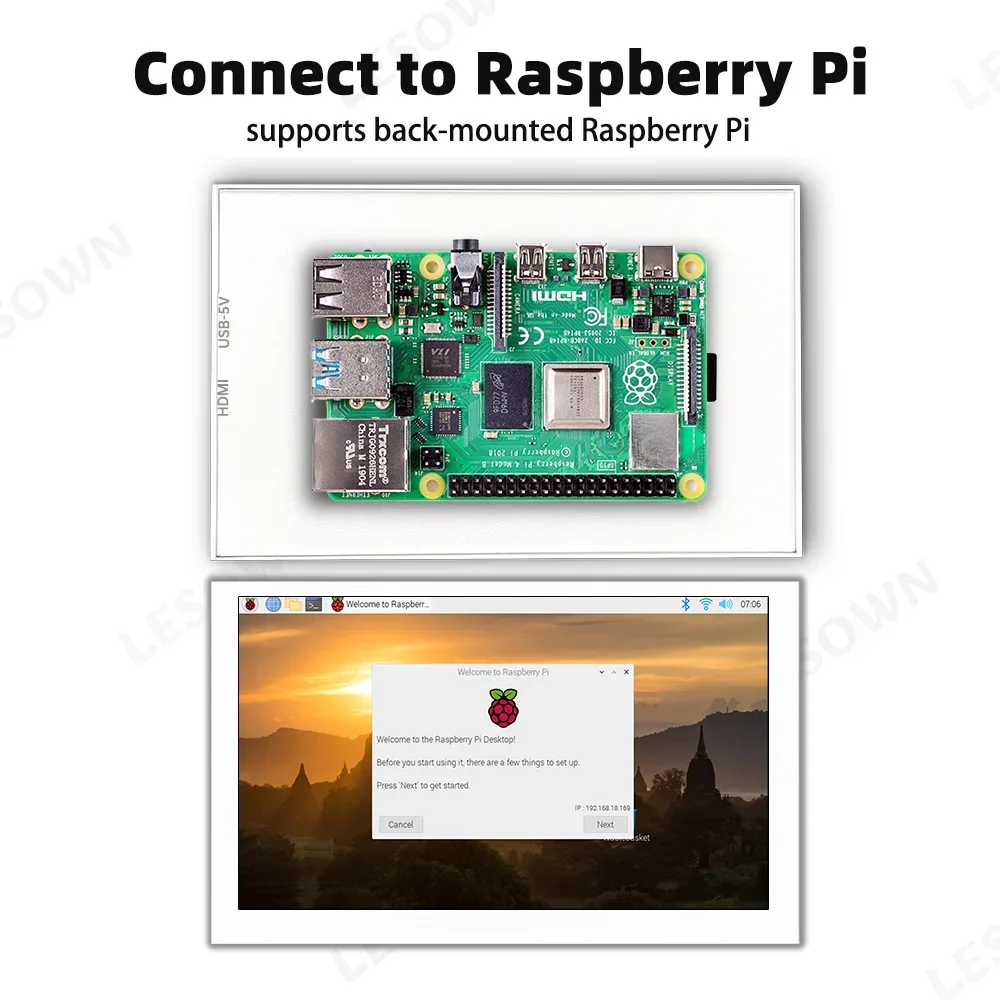 LESOWN Mini draagbare monitor 5 inch IPS klein display 480x800 HDMI 5V USB-aangedreven klein lichtgewicht statusweergavescherm Wit