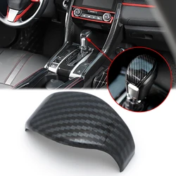 Carbon Fiber Style Interior Gear Shift Level Head Knob Cover Molding Trim Sticker For Honda Civic 2016 2017 2018 2019 2020 2021