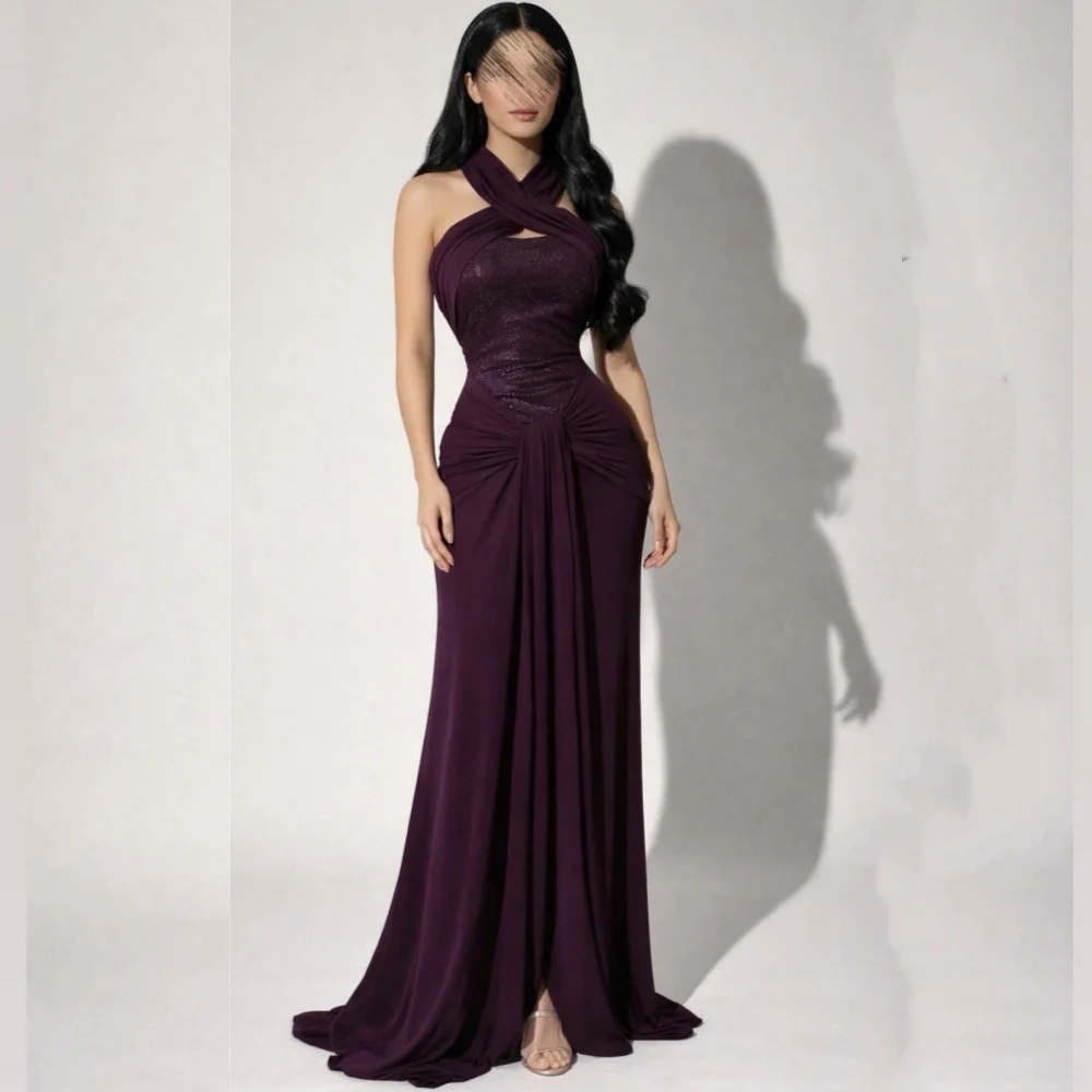 

Индивидуальные элегантные вечерние платья с перекрестными бретелями, длинные платья-труба в современном стиле