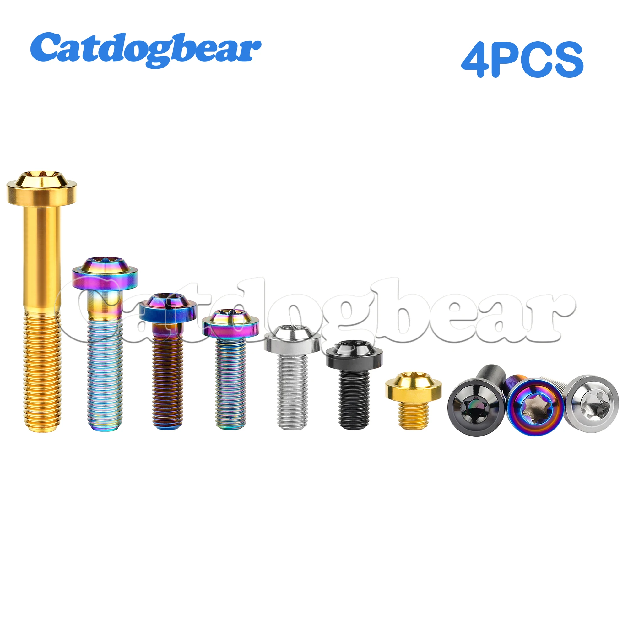 Catdogbear 4PCS Titanium Bolt M10x10~60mm Torx Head Screw Pitch 1.25/1.5mm T50 Torx For Motorcycle Bolt Auto Parts